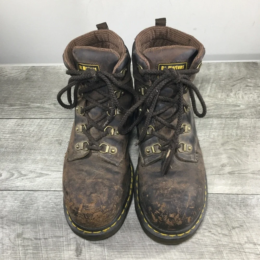 Mens Dr Martens DM242 Industrial Air Wair Steel Toe Leather Holkham Boots Size 9